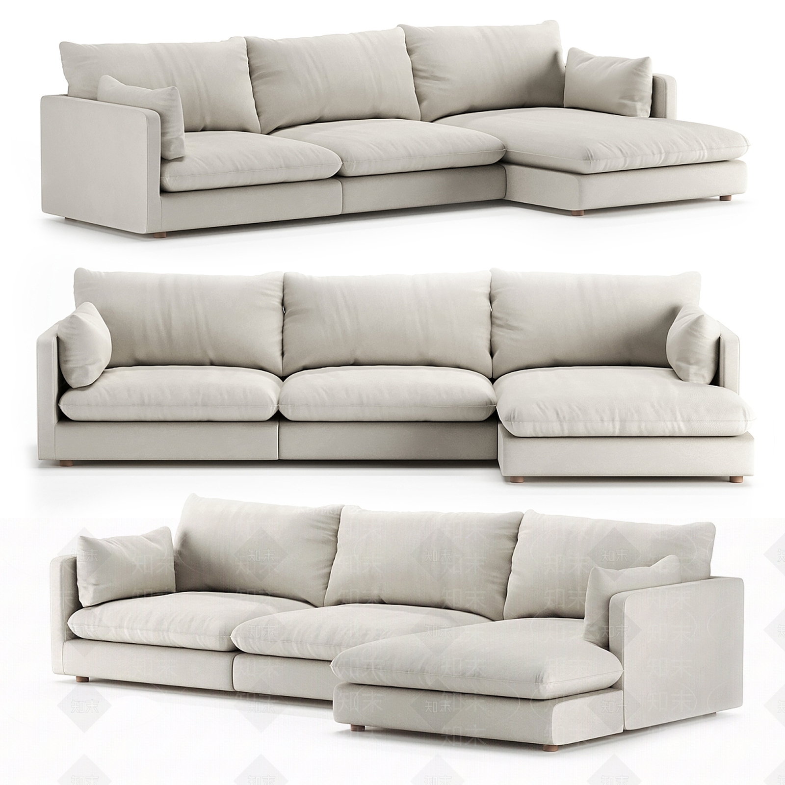 现代意式转角沙发3D模型下载【ID:1197416537】