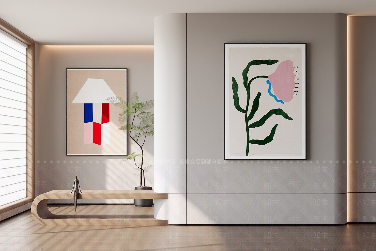 北欧奶油挂画3D模型下载【ID:1197418102】