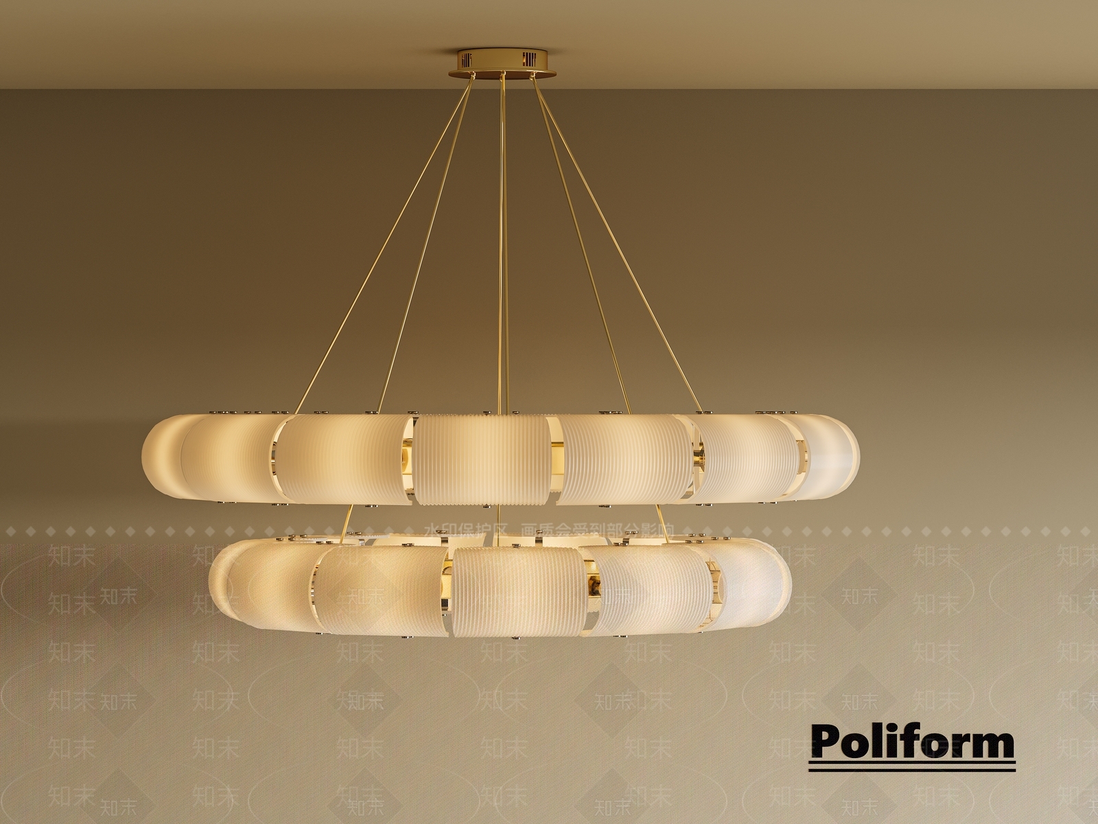 意式奶油吊灯3D模型下载【ID:1197418224】