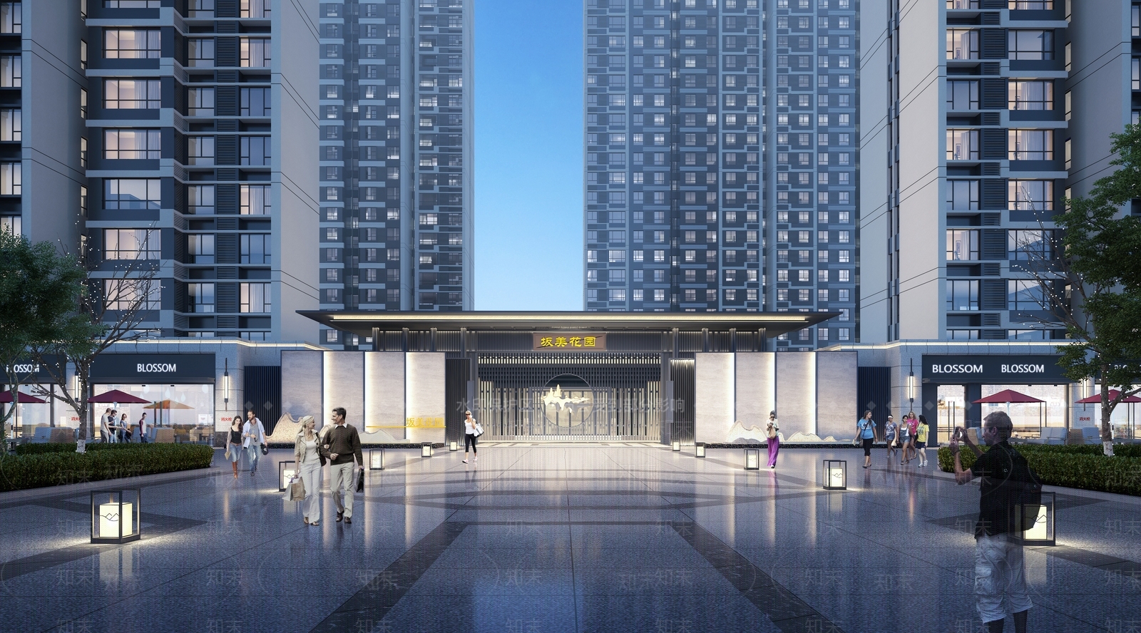 现代新中式小区建筑SU模型下载【ID:1197422703】