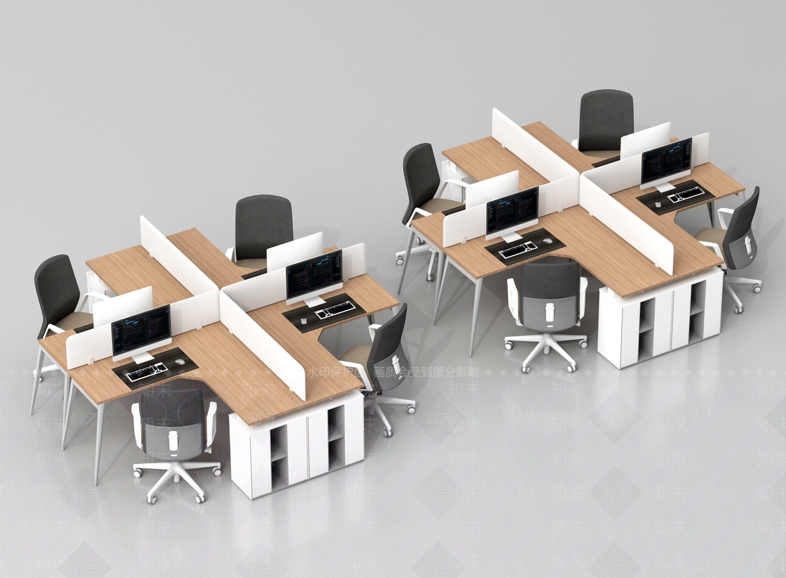 现代办公桌椅3D模型下载【ID:1197426321】