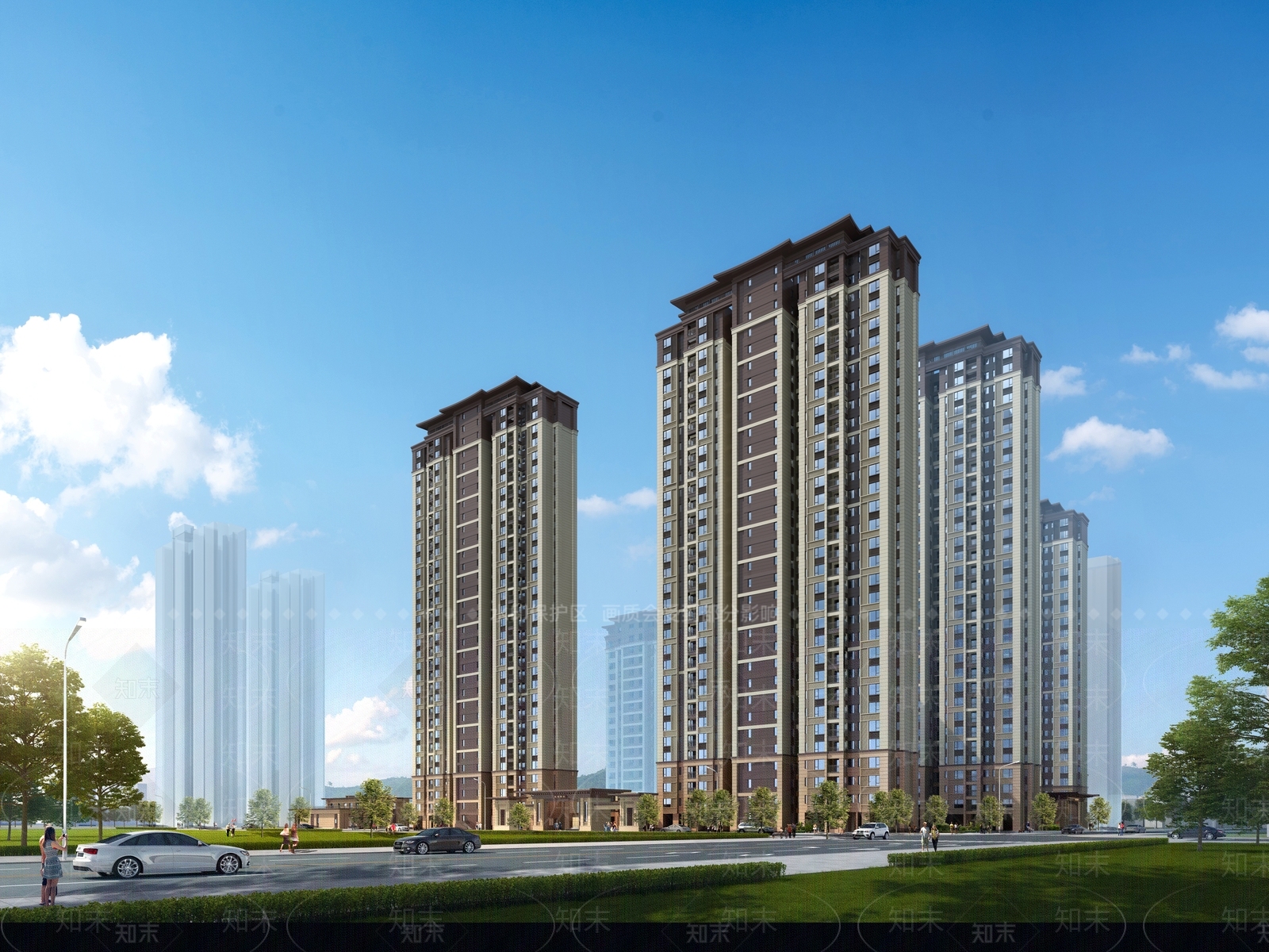 新中式小区建筑SU模型下载【ID:1197426948】