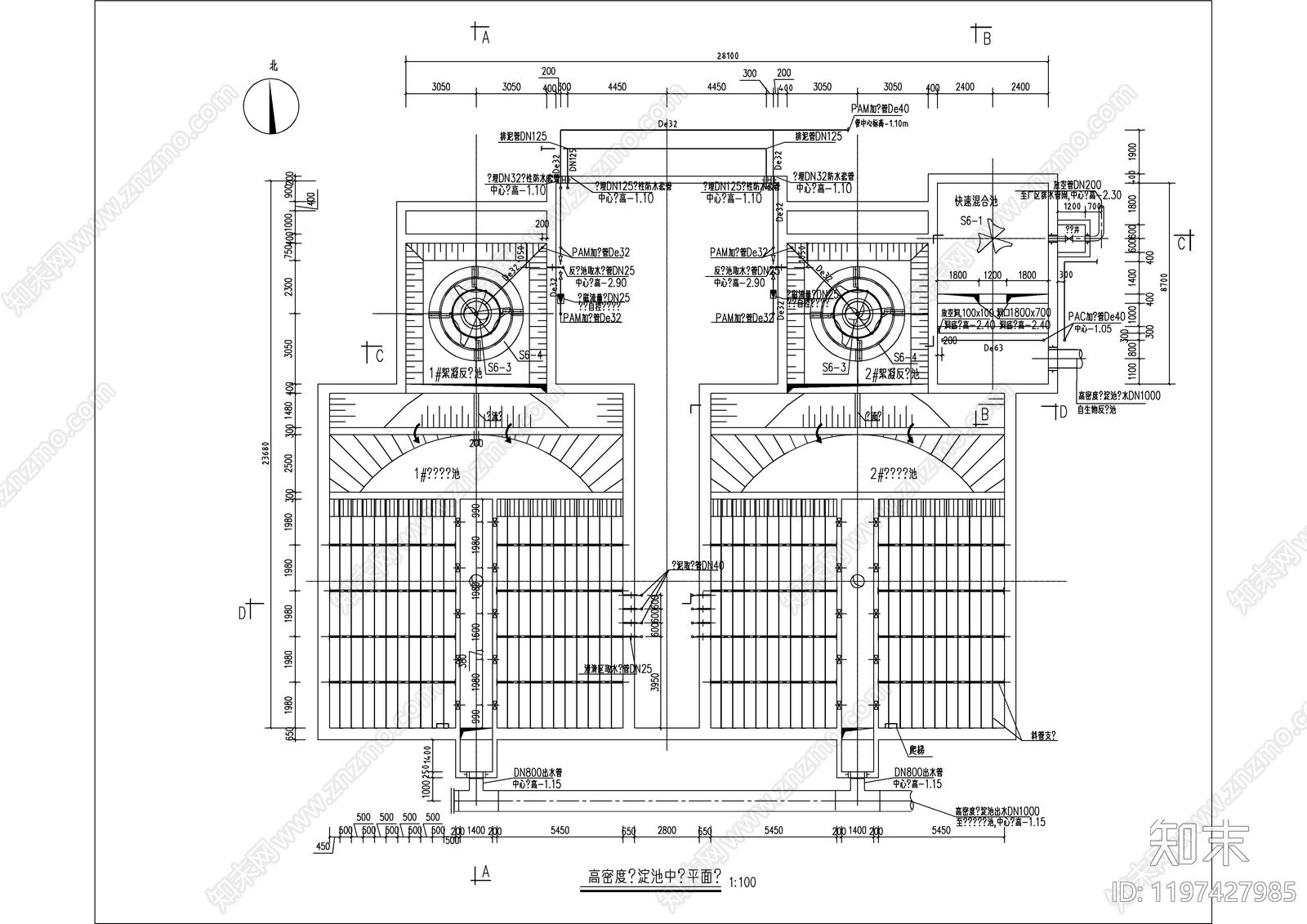 水处理cad施工图下载【ID:1197427985】