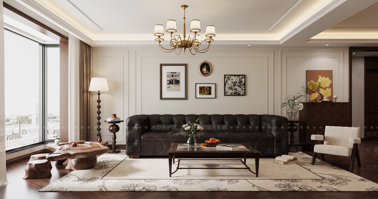 美式极简家居客厅3D模型下载【ID:1197429468】