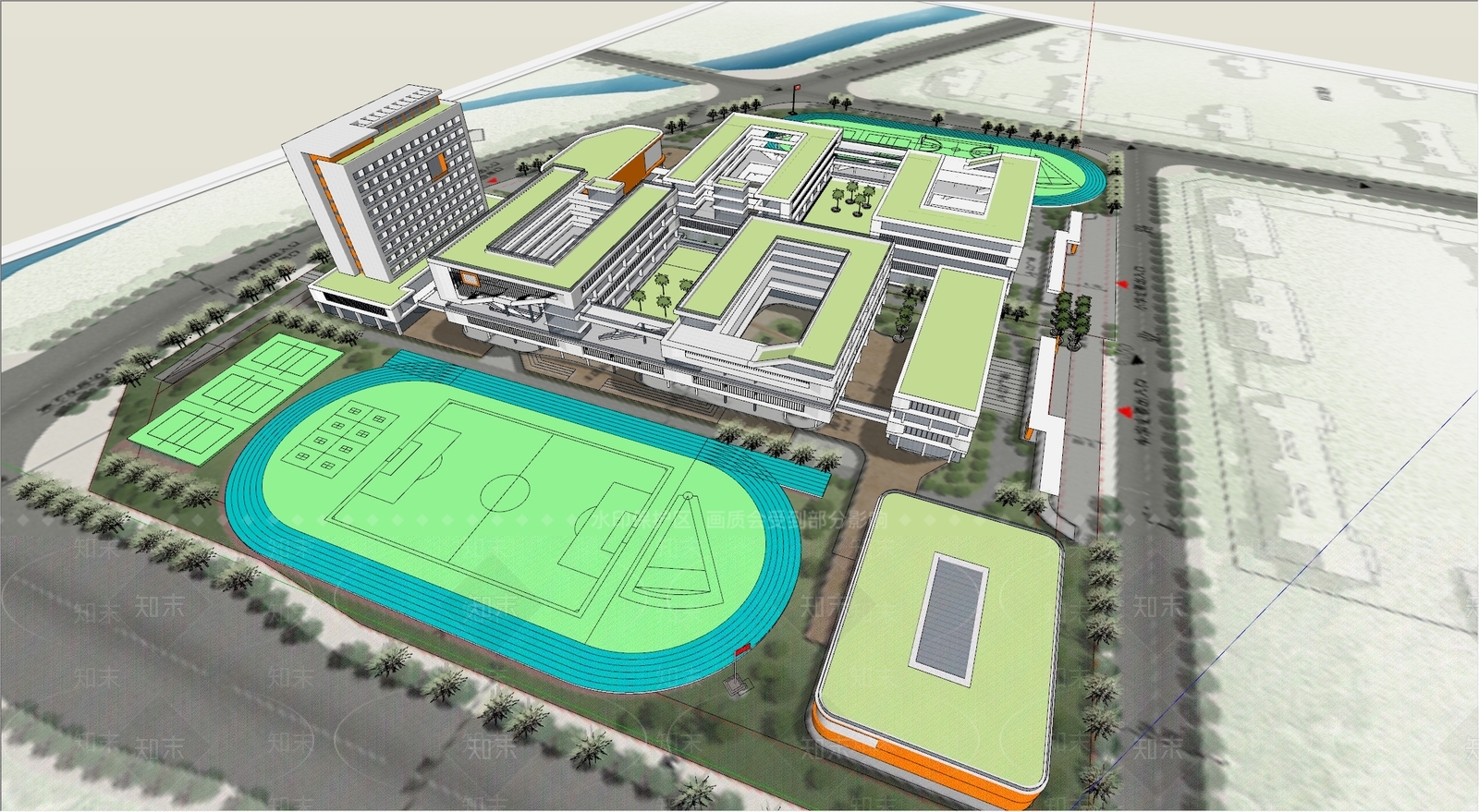 现代学校建筑SU模型下载【ID:1197432447】