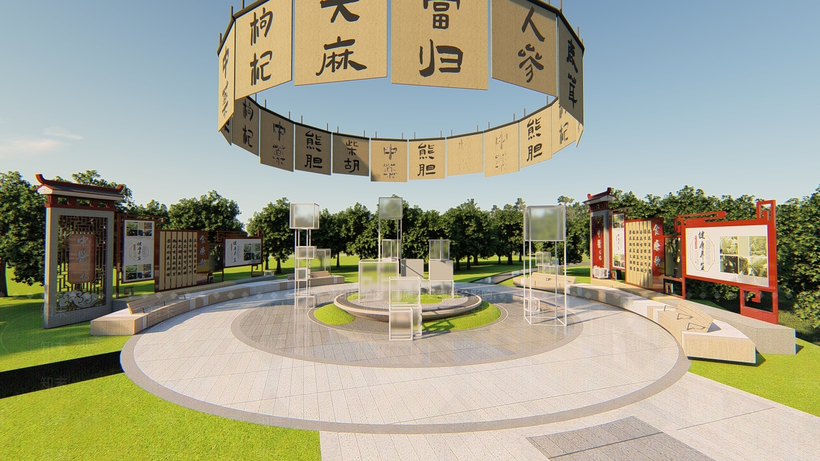 现代新中式景观公园SU模型下载【ID:1197433973】