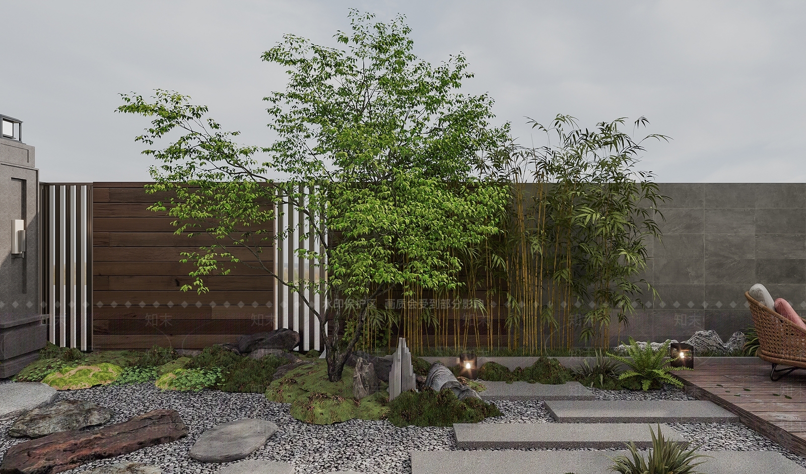 现代原木庭院3D模型下载【ID:1197434068】