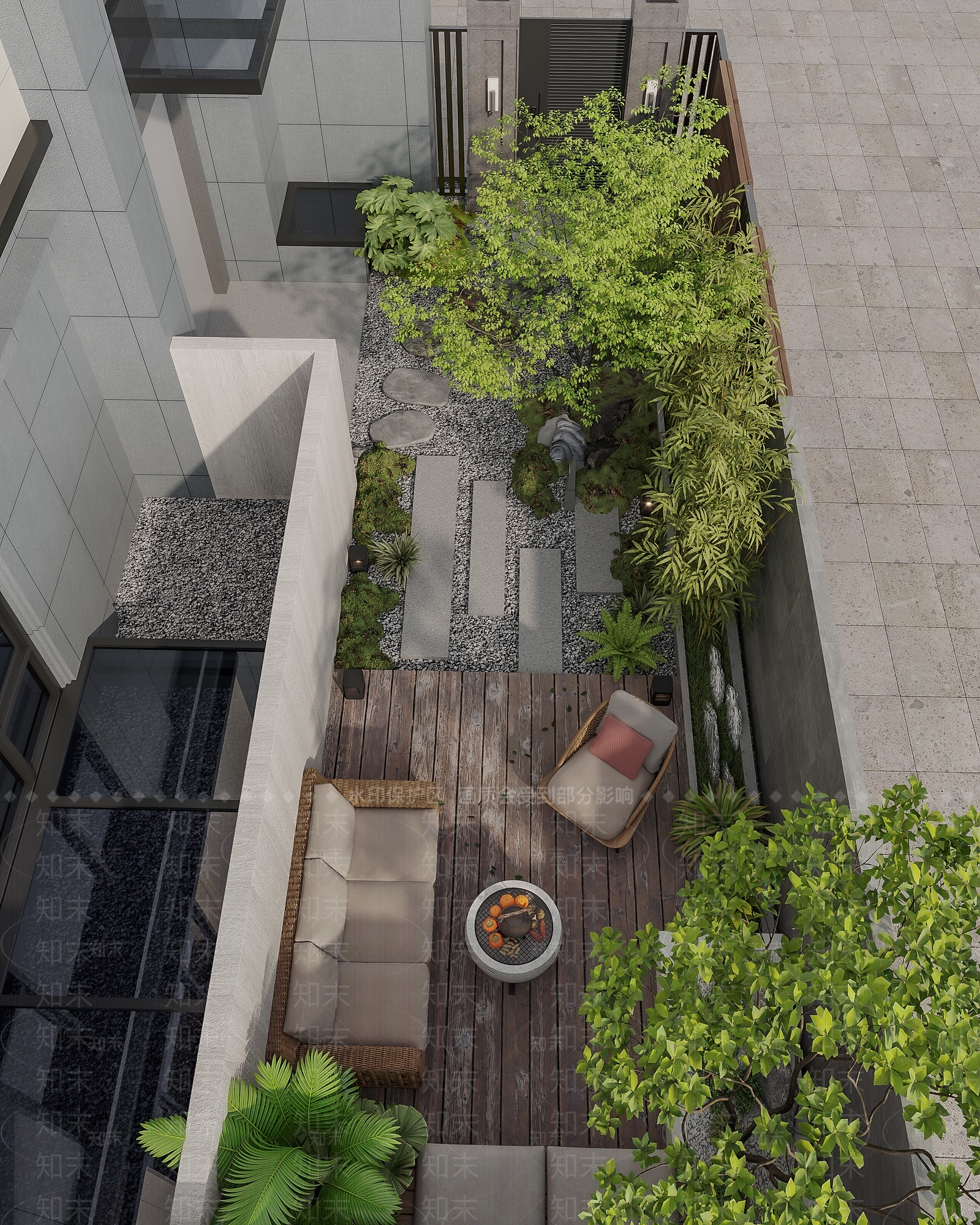 现代原木庭院3D模型下载【ID:1197434068】