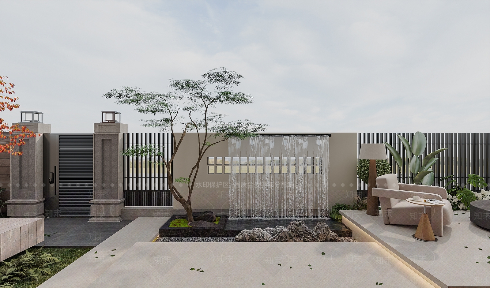 现代极简庭院3D模型下载【ID:1197434292】