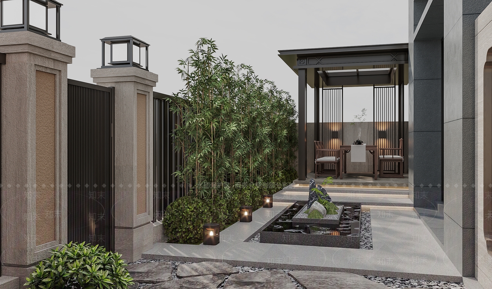 新中式禅意庭院3D模型下载【ID:1197434302】