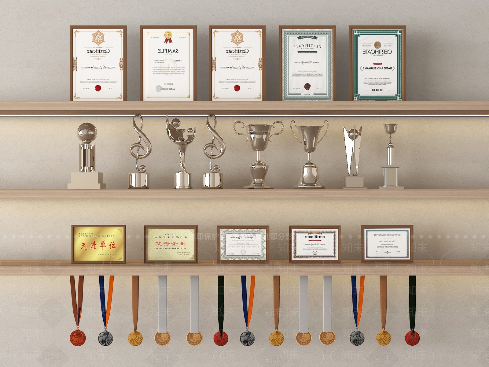 现代奖杯奖牌SU模型下载【ID:1197435836】