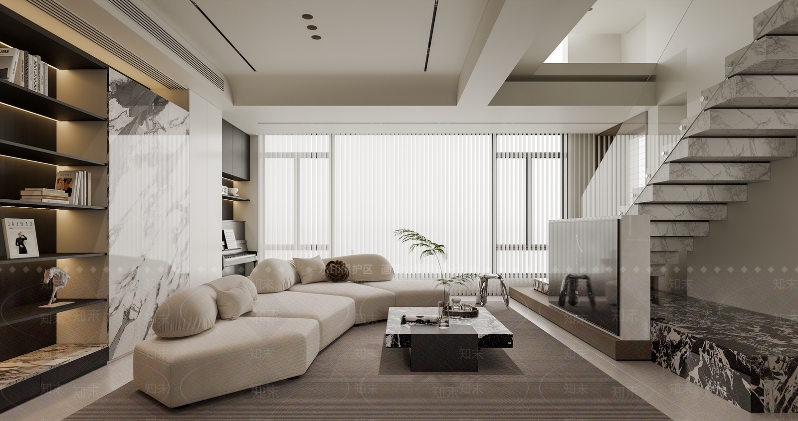 现代别墅客厅SU模型下载【ID:1197436659】