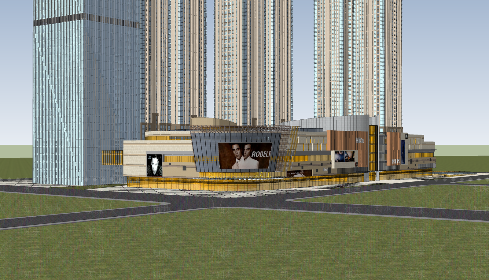 现代商场建筑SU模型下载【ID:1197444834】