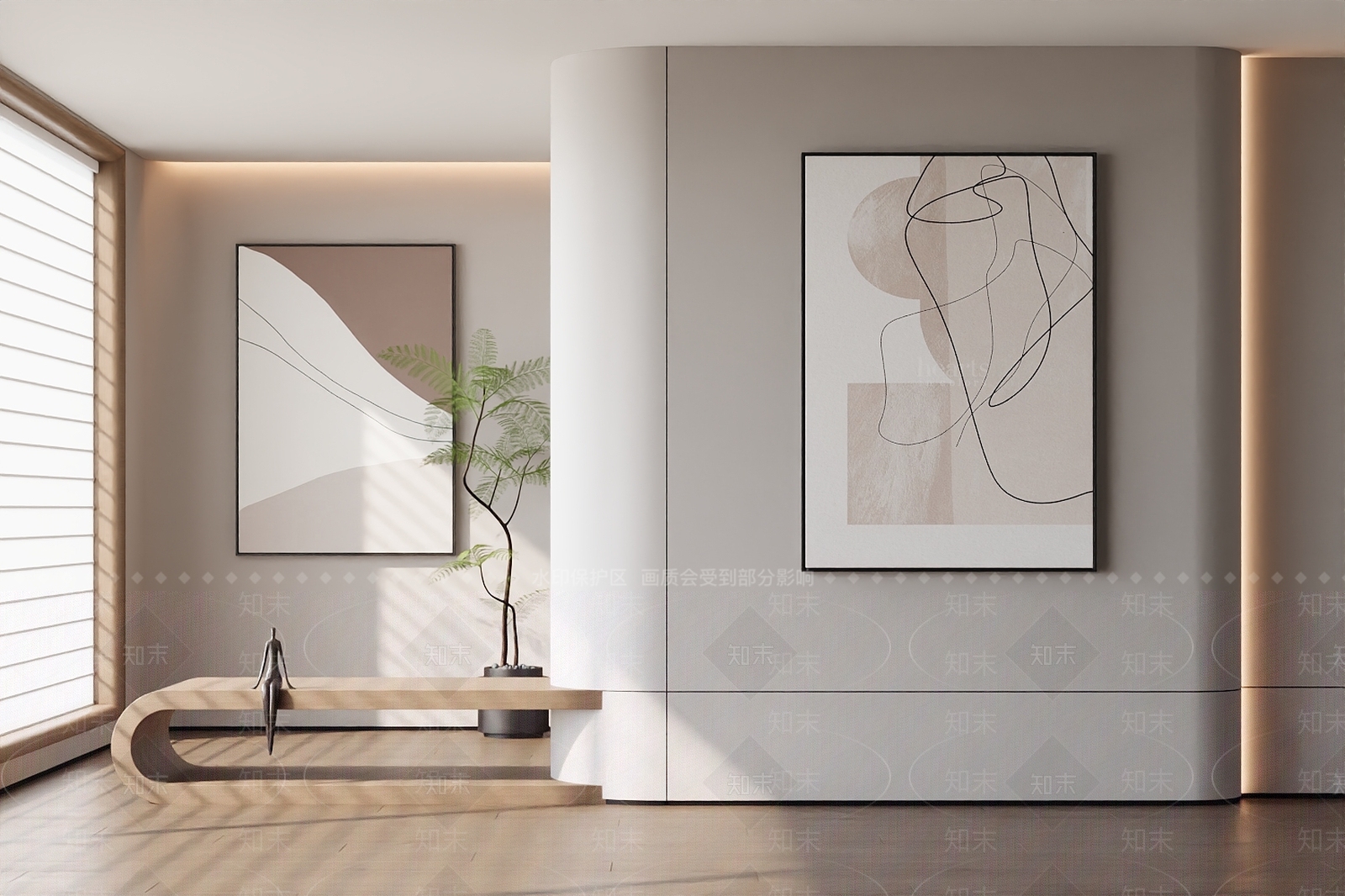 奶油北欧挂画3D模型下载【ID:1197444861】