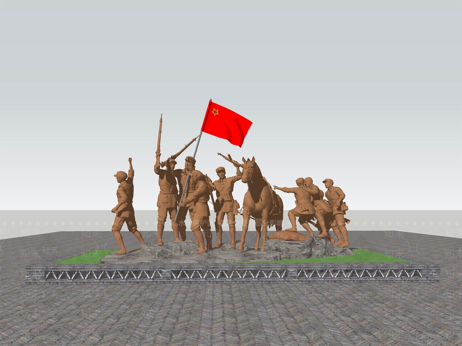 复古中式雕塑SU模型下载【ID:1197449433】