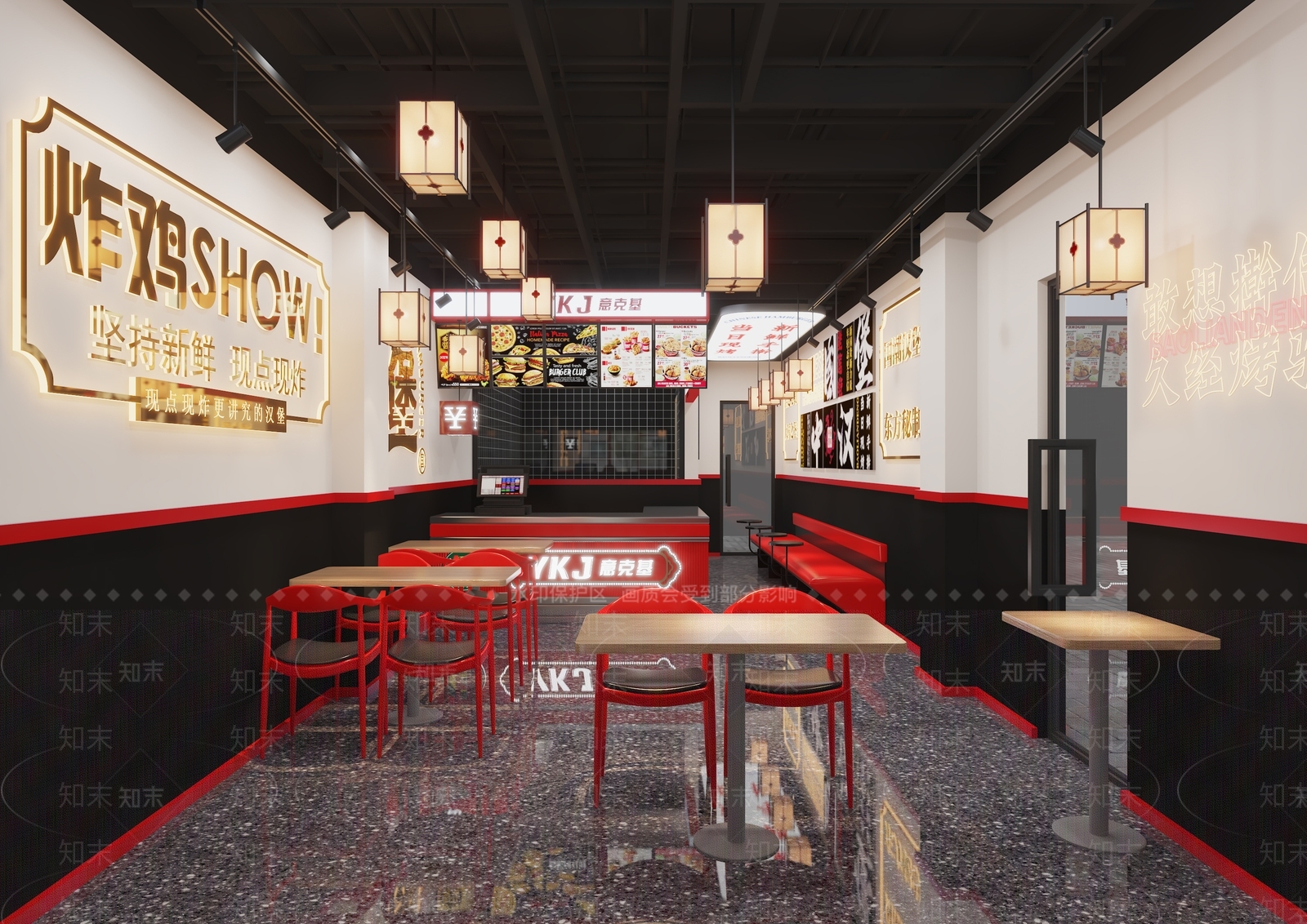 现代新中式其他餐饮空间3D模型下载【ID:1197461502】