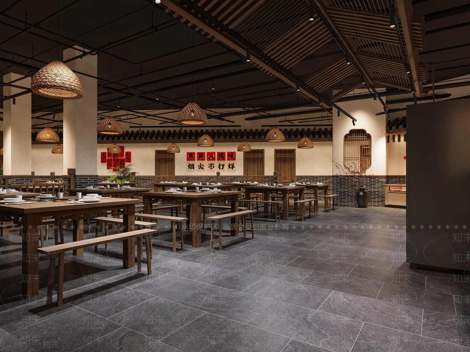 新中式侘寂火锅店3D模型下载【ID:1197463562】