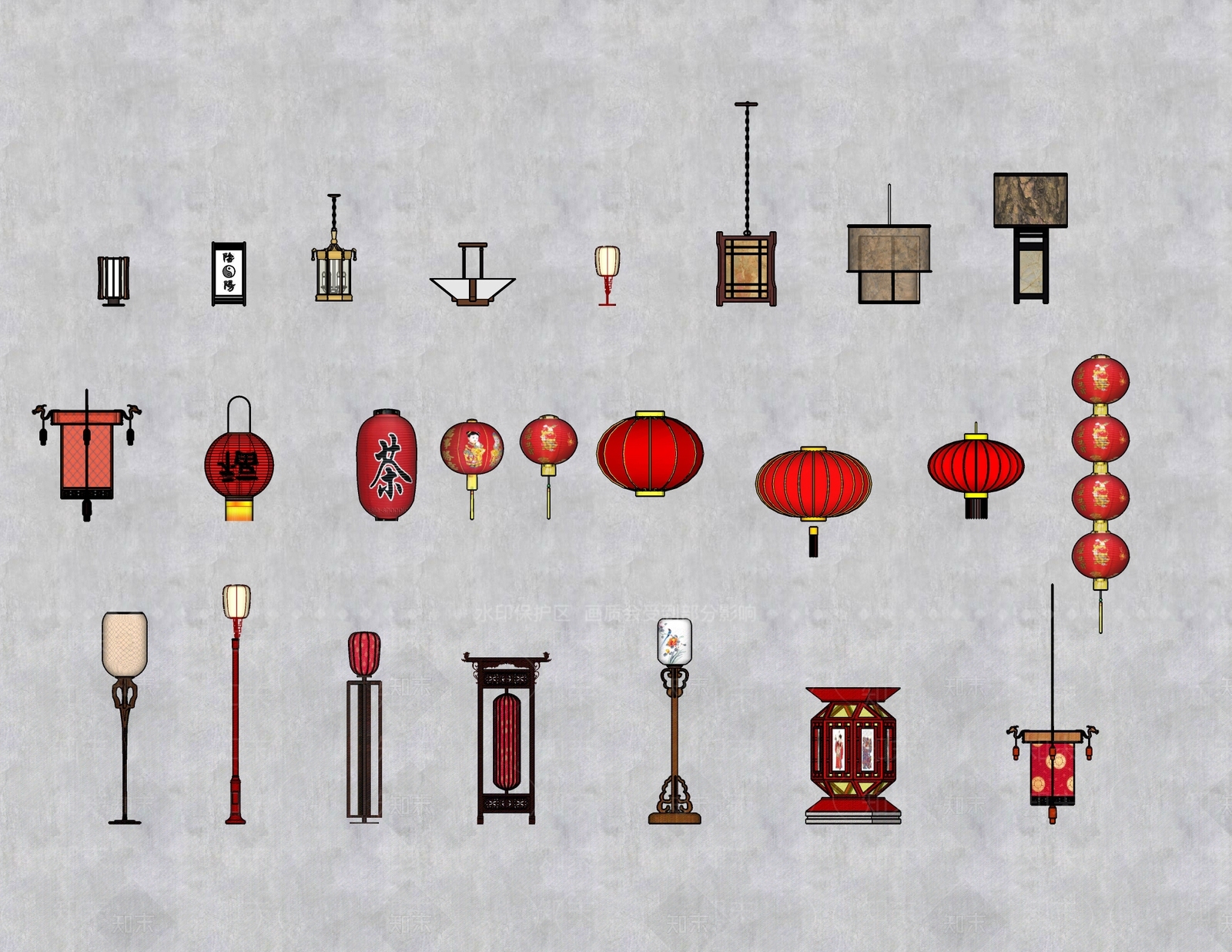 中式景观灯SU模型下载【ID:1197465796】