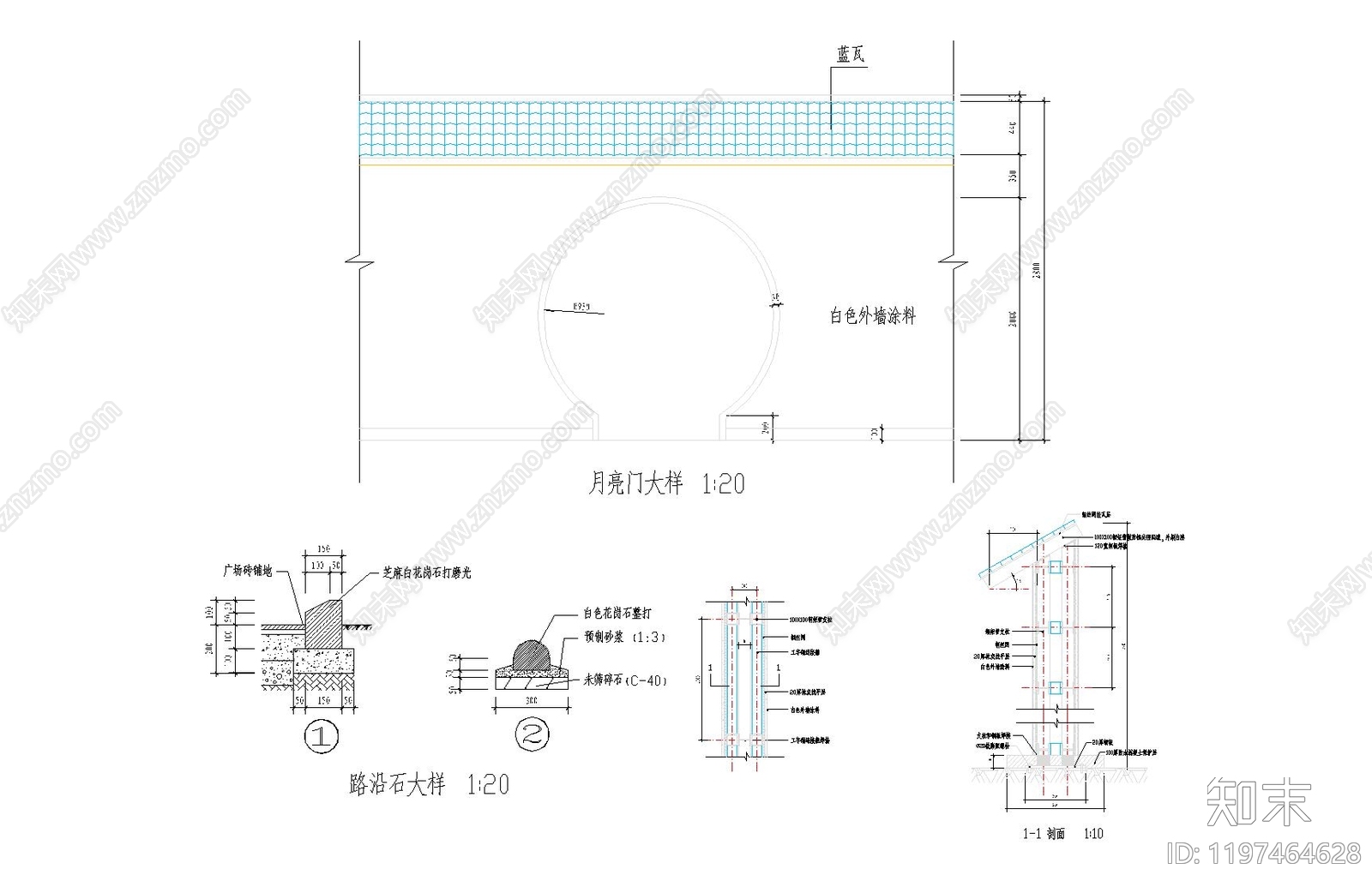 新中式廊架cad施工图下载【ID:1197464628】