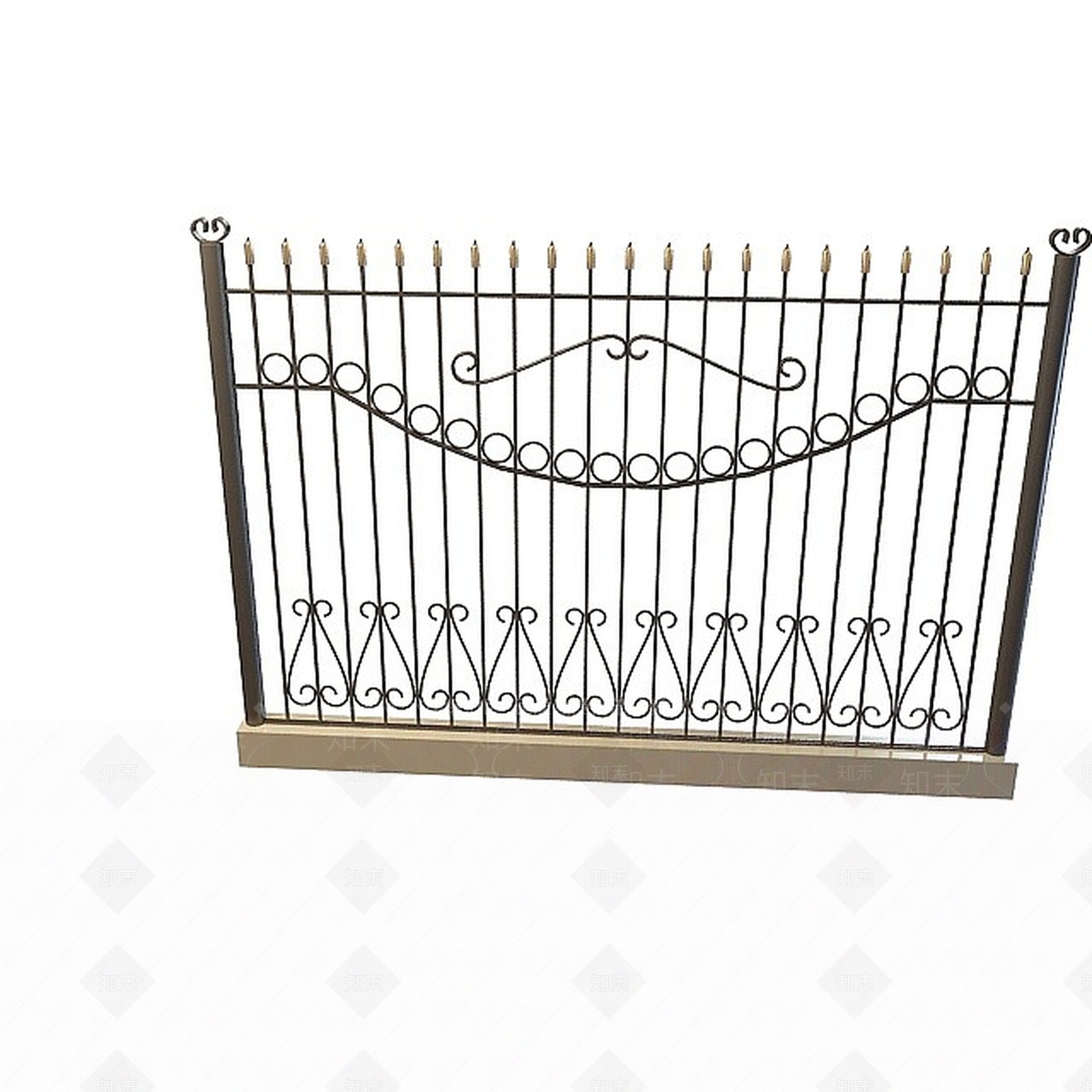 现代黑色铁艺围栏3D模型下载【ID:1197471732】