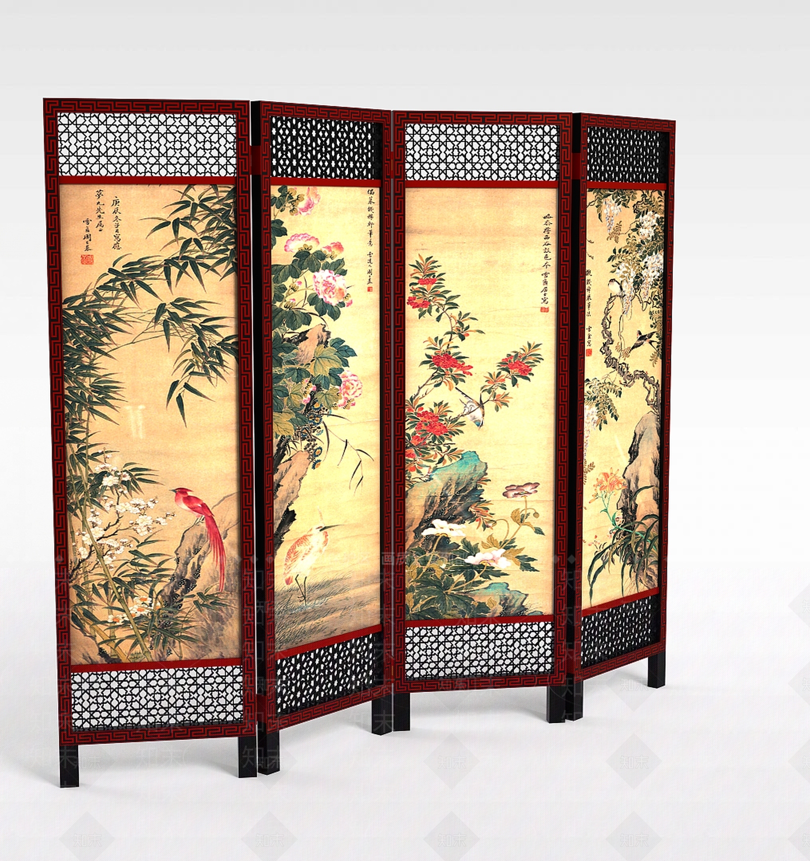 中式屏风3D模型下载【ID:1197472042】