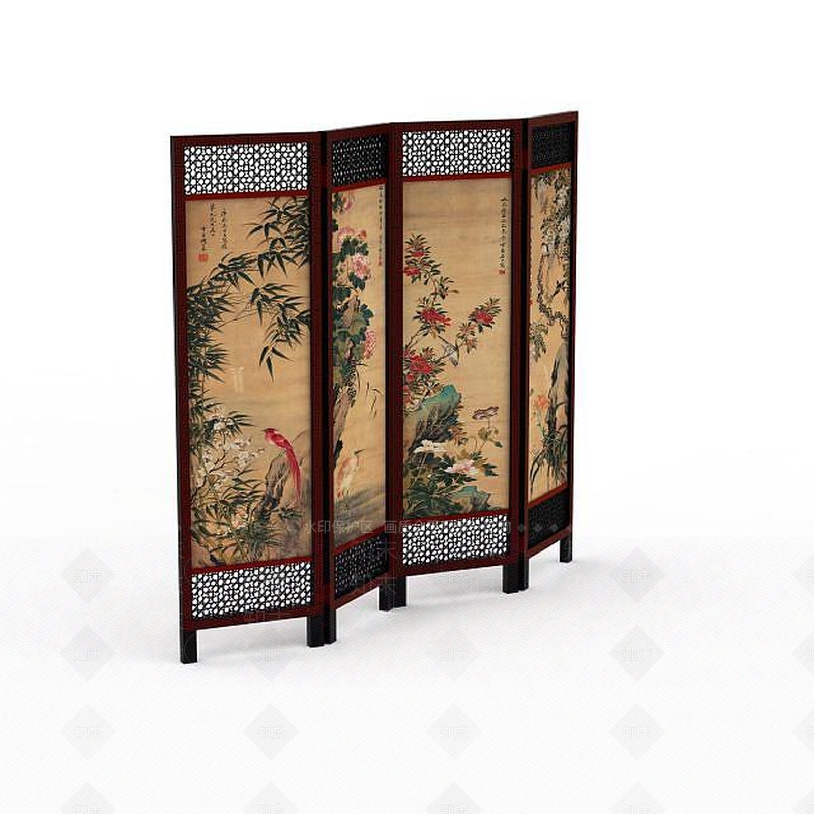 中式屏风3D模型下载【ID:1197472042】