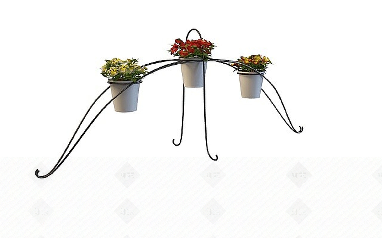 现代铁艺花架3D模型下载【ID:1197474123】