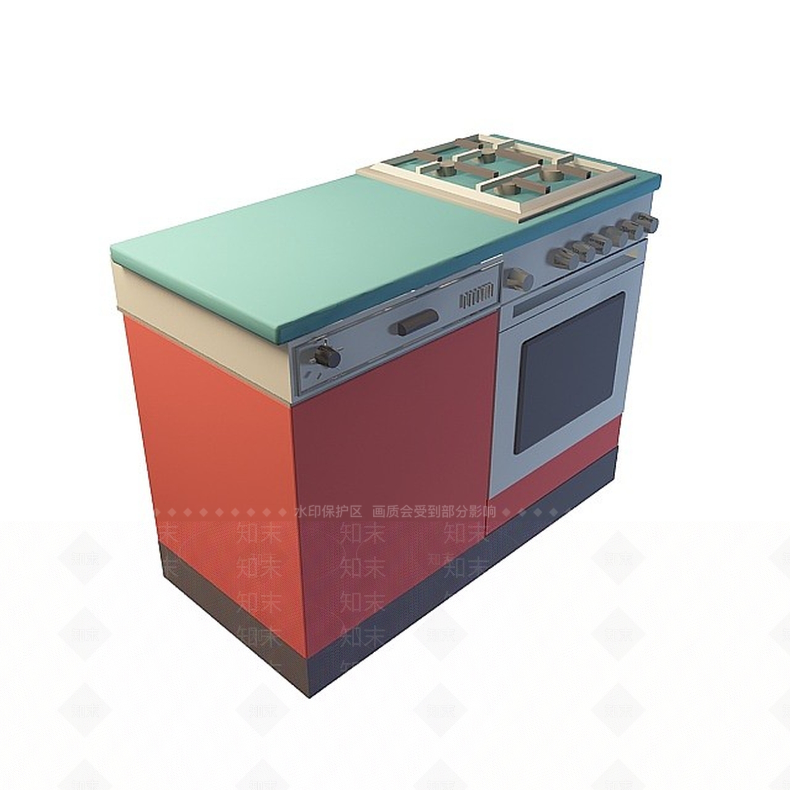 现代烤箱3D模型渲染效果图