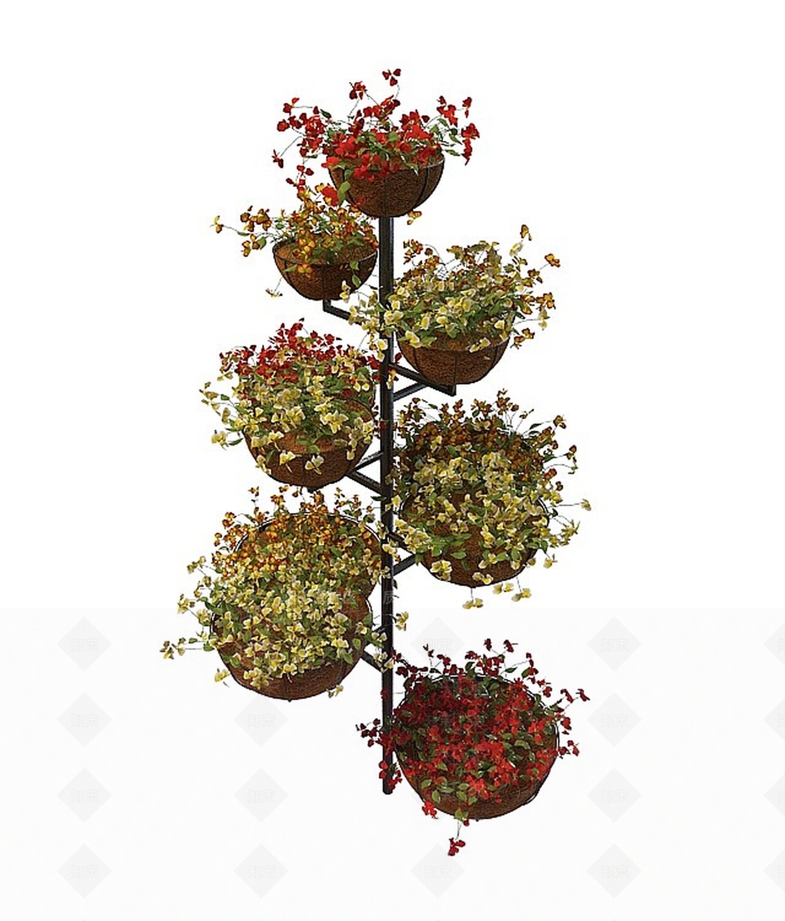 现代铁艺花架3D模型下载【ID:1197476008】