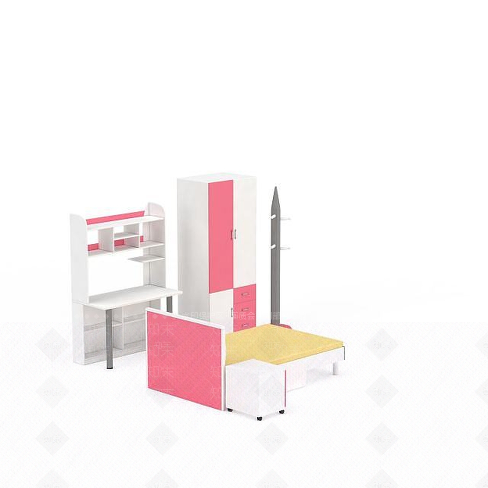 现代儿童卧室家具组合3D模型下载【ID:1197478396】