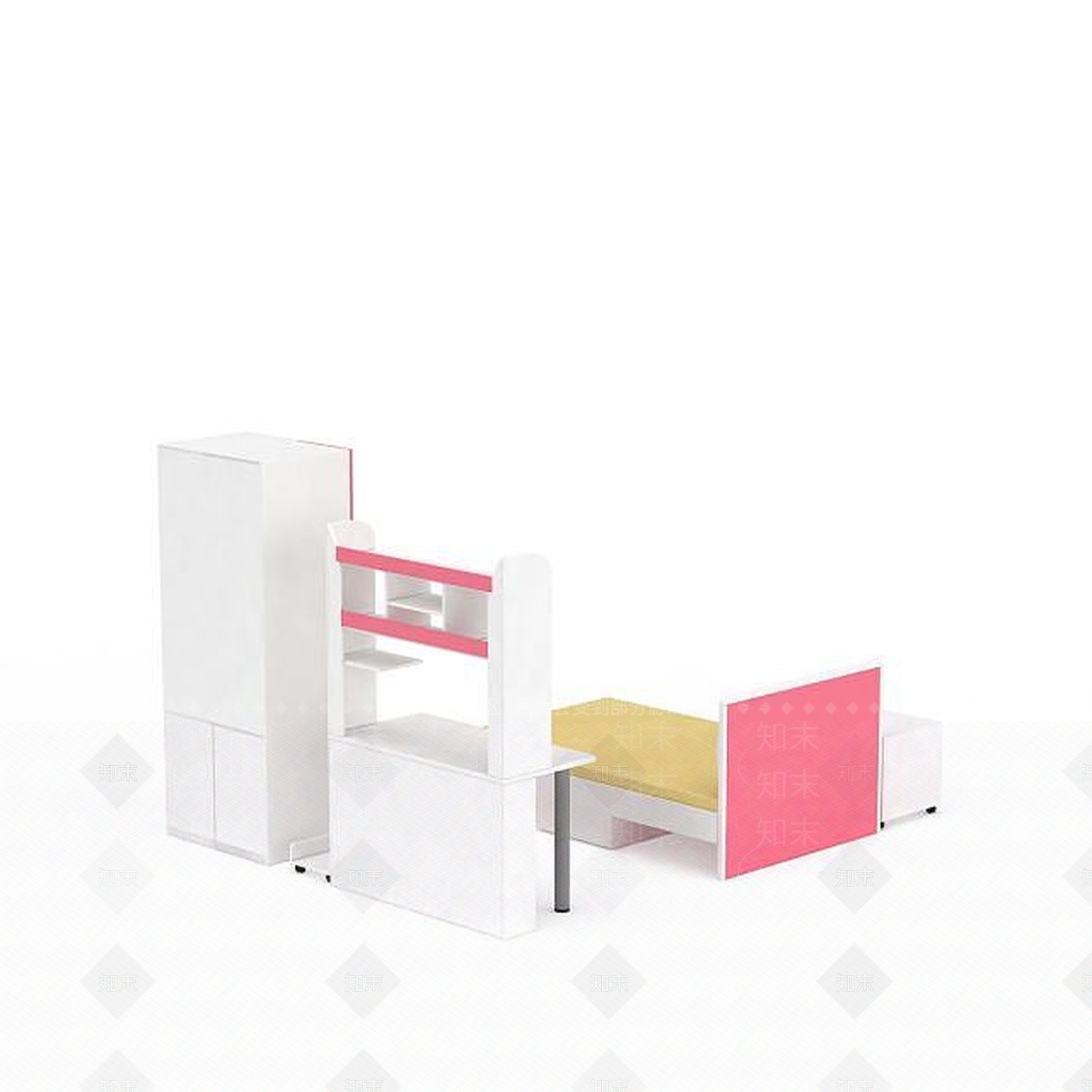 现代儿童卧室家具组合3D模型下载【ID:1197478396】