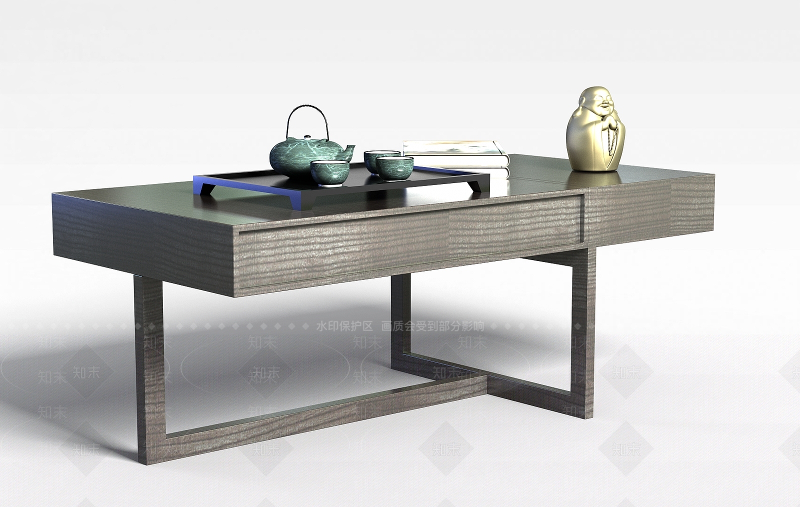 现代木质桌子3D模型下载【ID:1197480441】