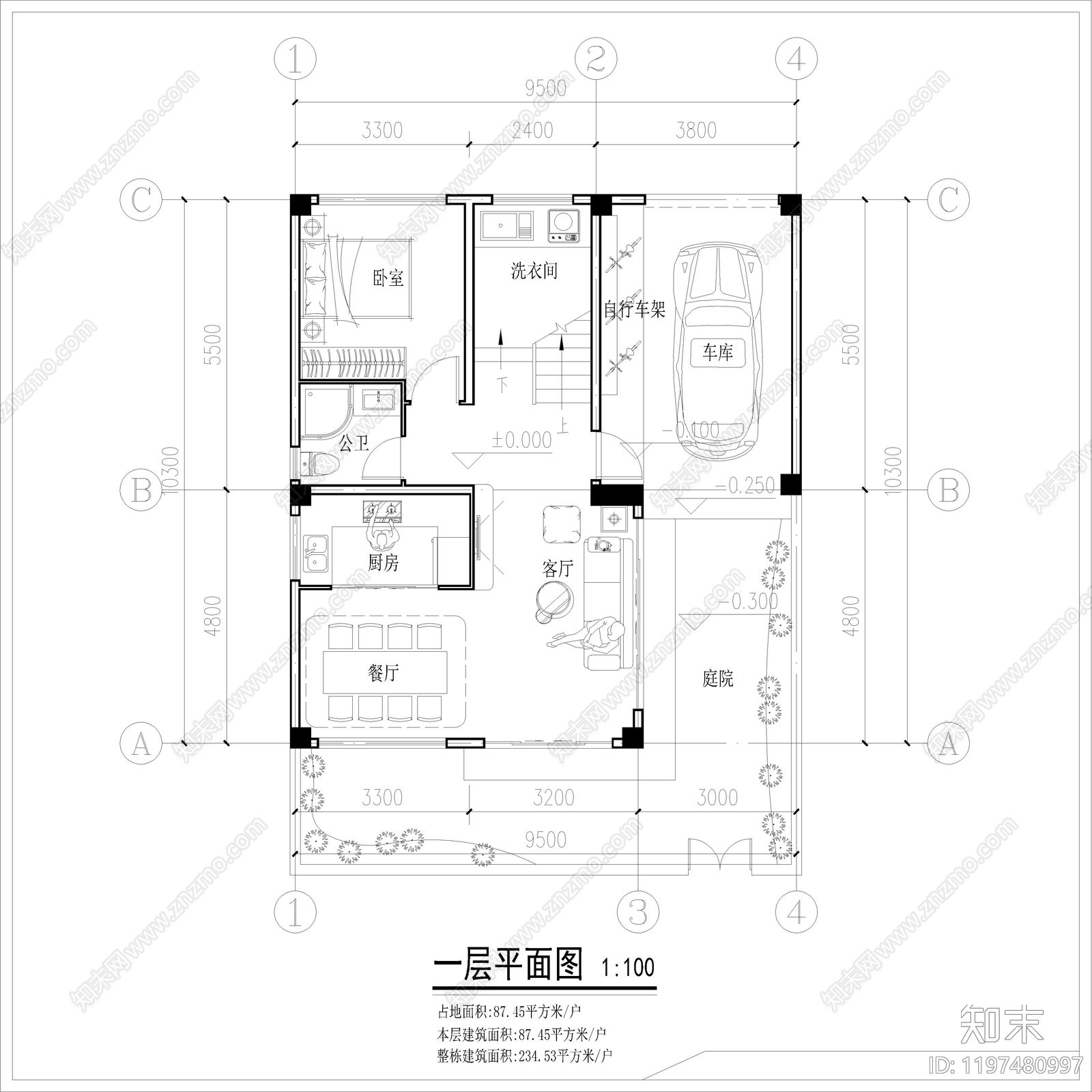 现代别墅建筑施工图下载【ID:1197480997】