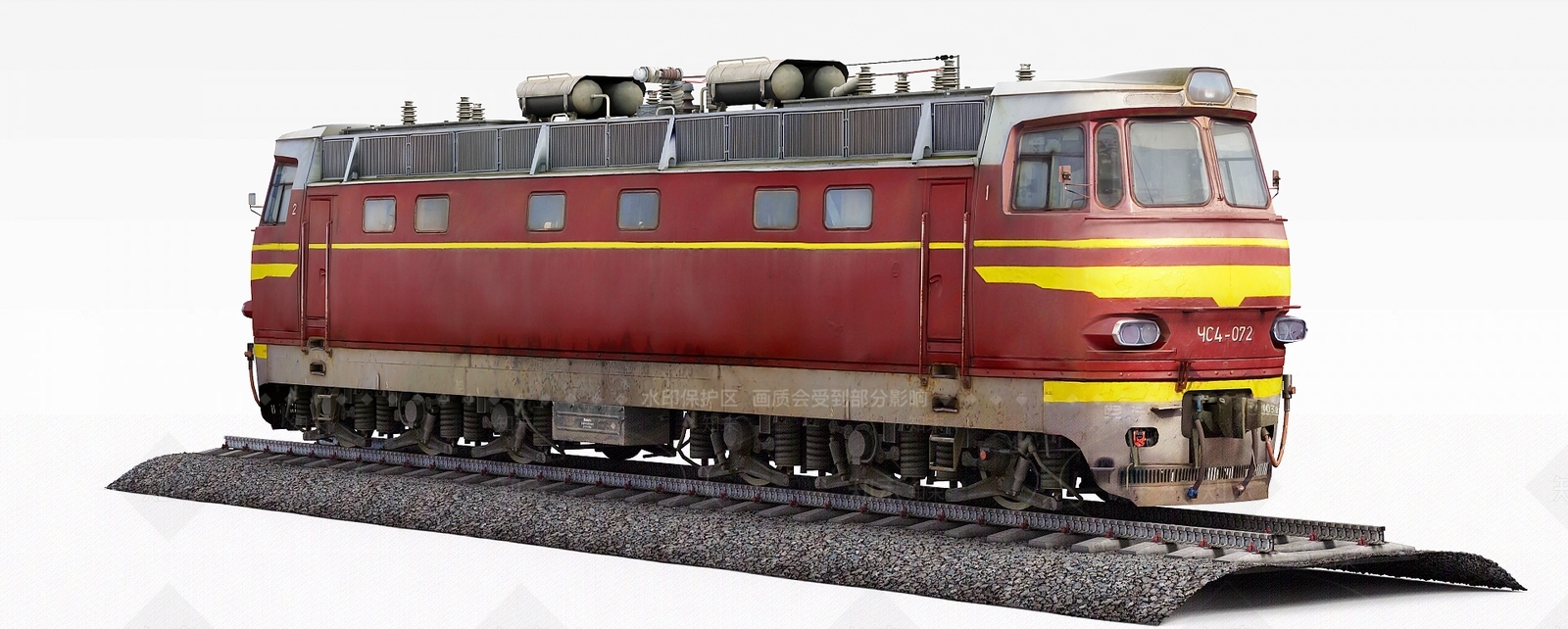 现代火车3D模型渲染效果图