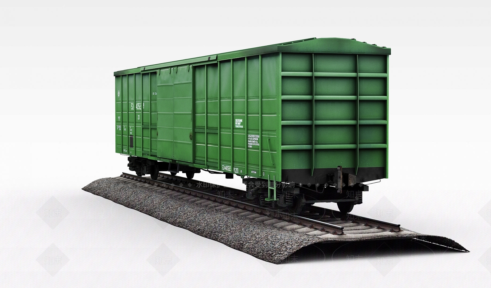 现代火车3D模型渲染效果图