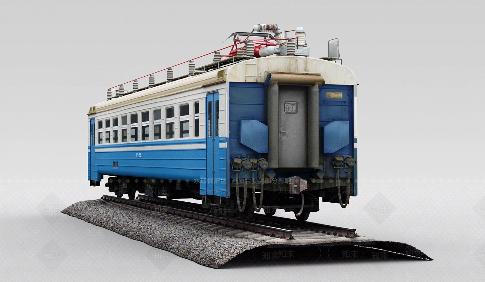 现代火车3D模型渲染效果图