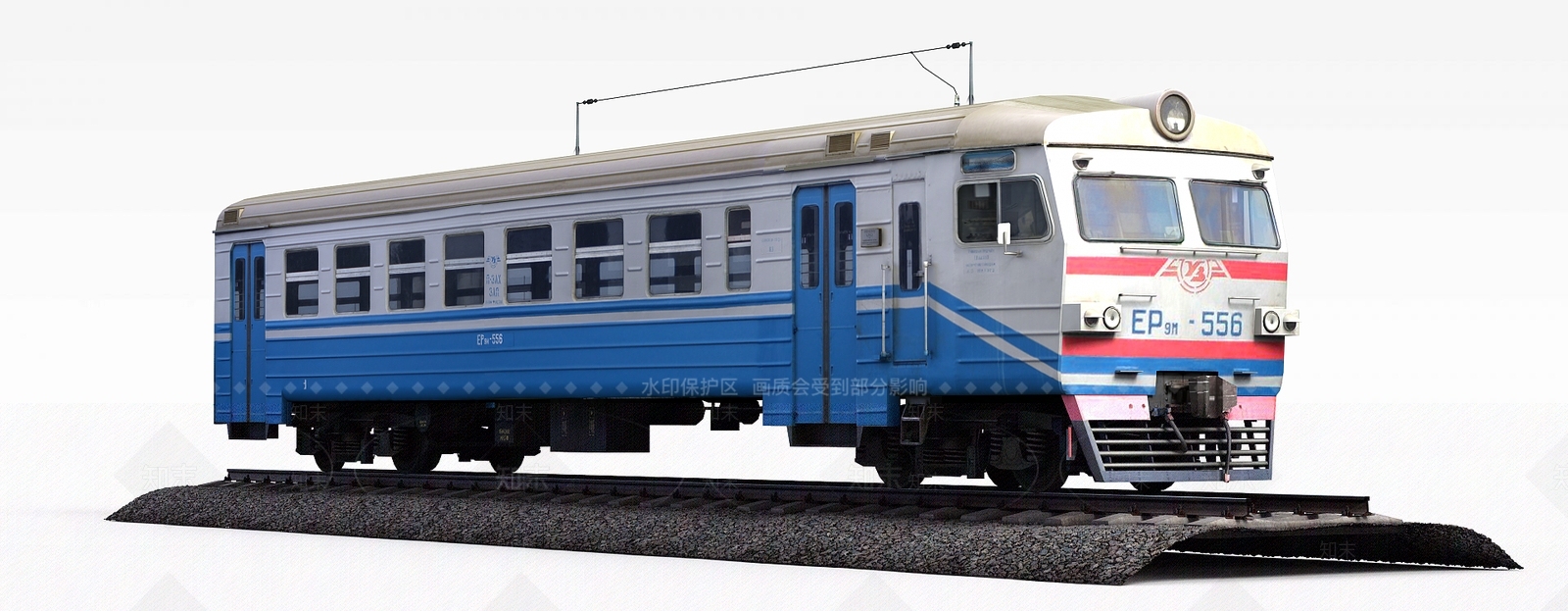现代火车3D模型渲染效果图