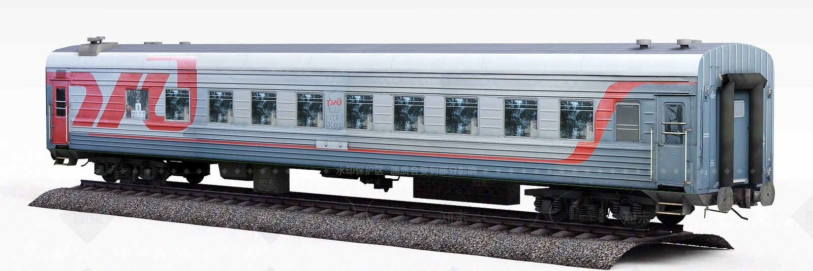 现代火车3D模型渲染效果图