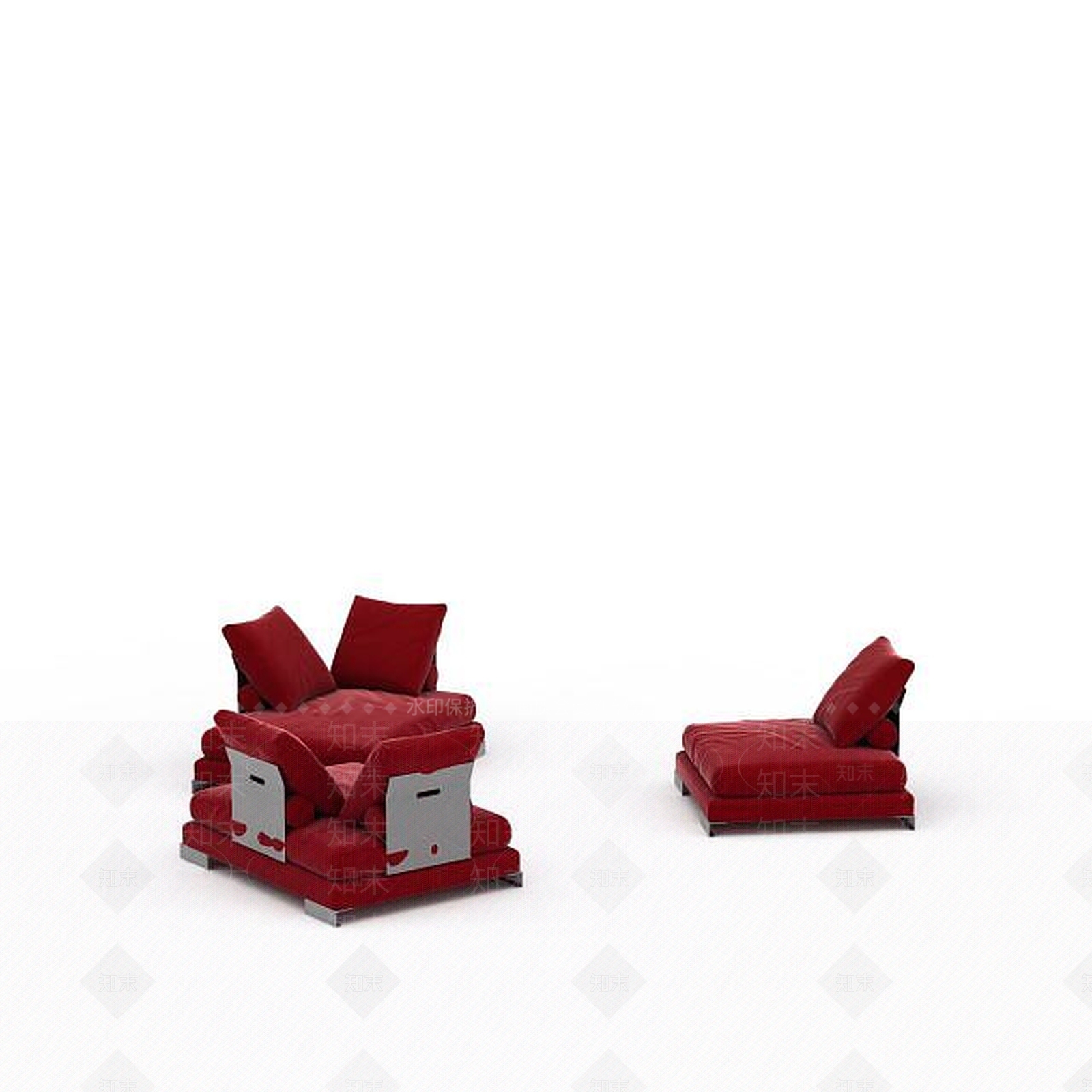 现代红色沙发组合3D模型下载【ID:1197489653】