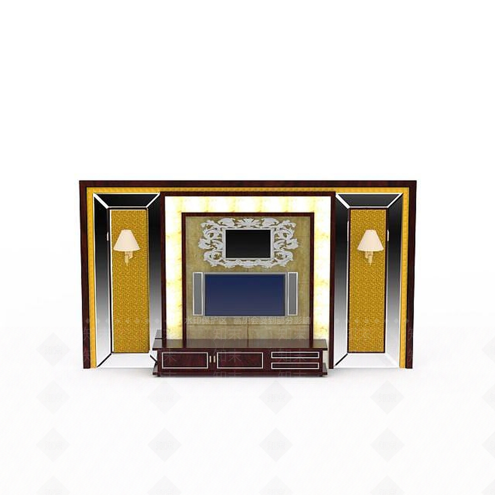 现代电视背景墙3D模型下载【ID:1197490081】
