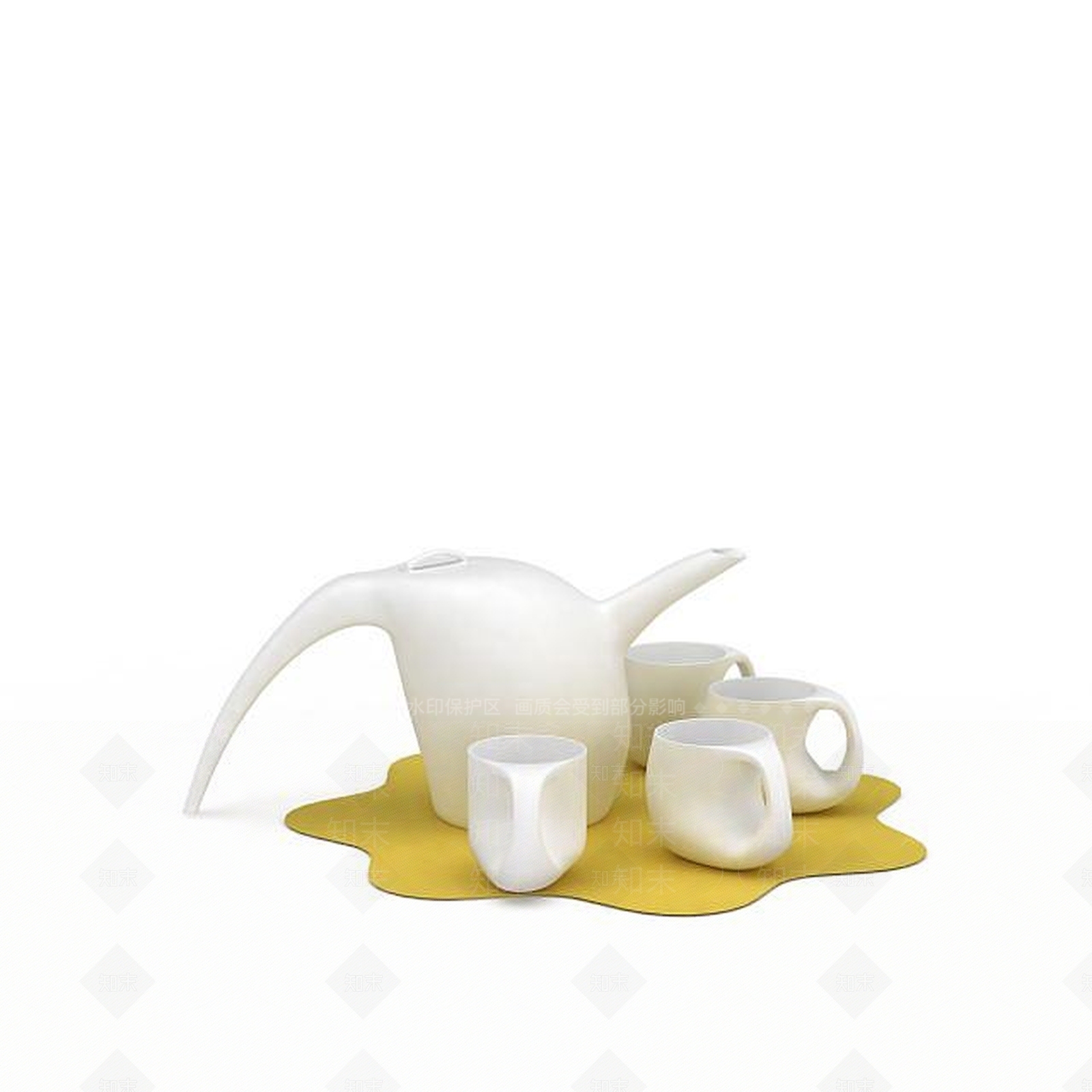 现代陶瓷杯具3D模型下载【ID:1197490338】