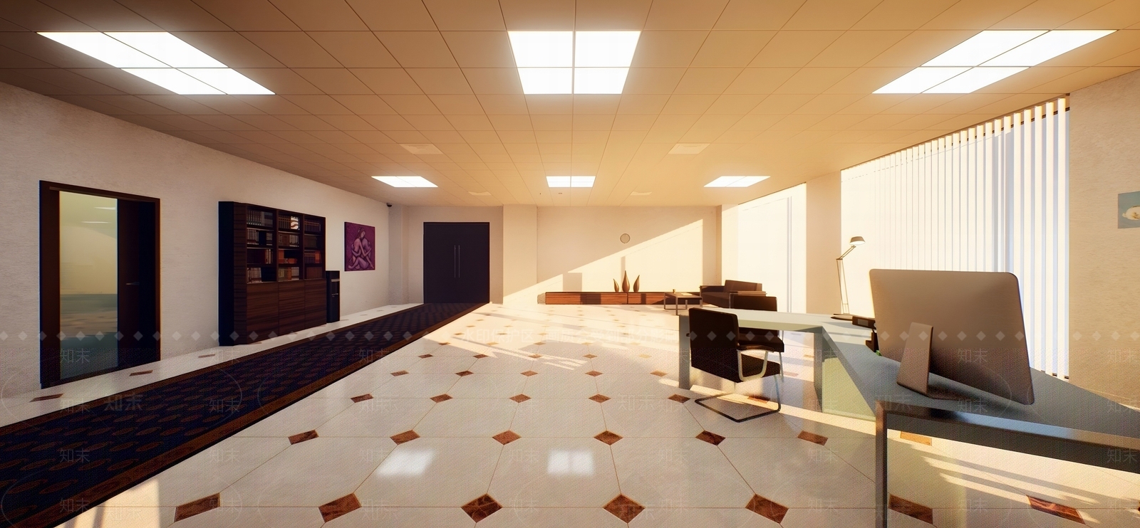 现代办公大厅3D模型下载【ID:1197496425】