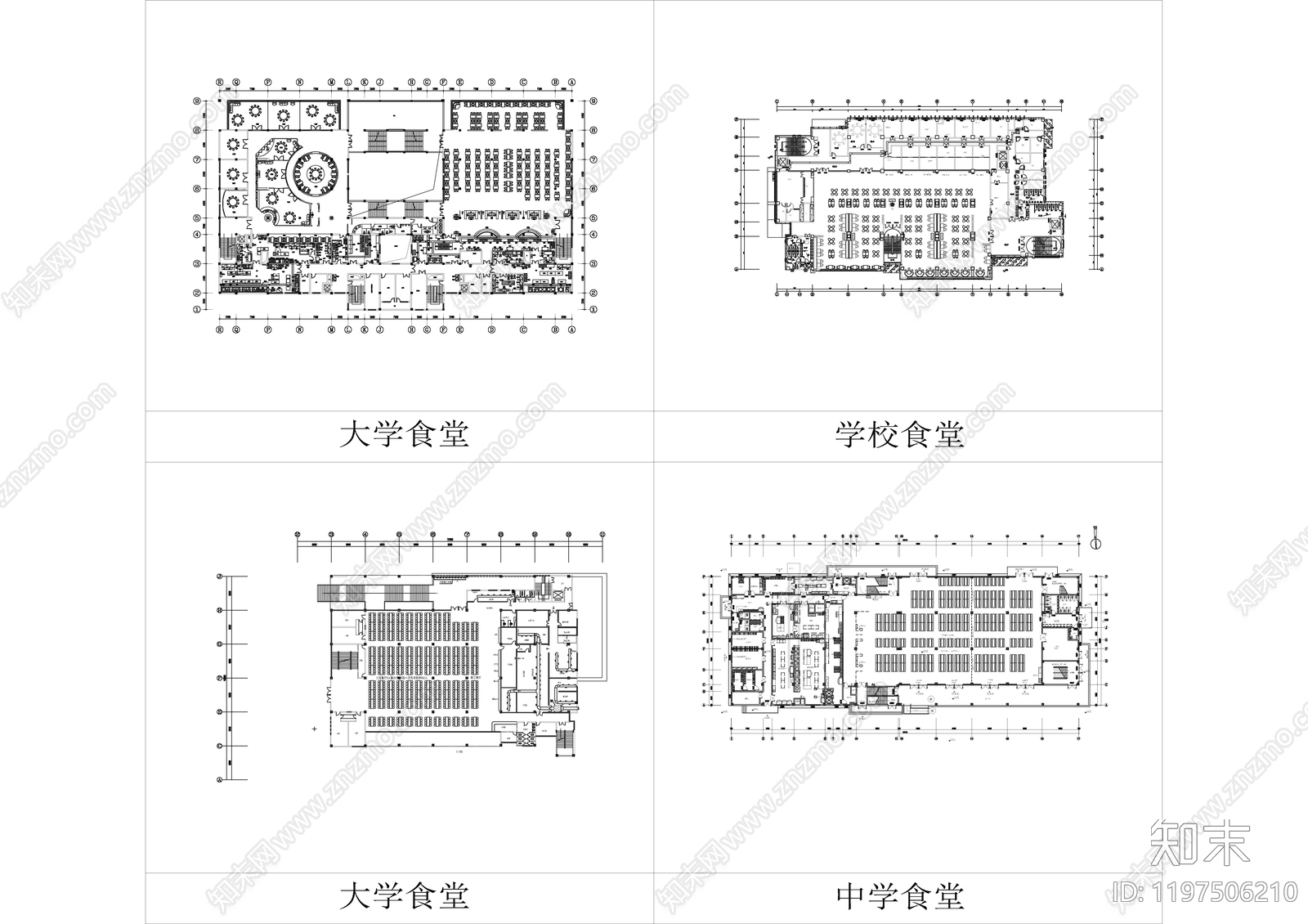 现代食堂cad施工图下载【ID:1197506210】