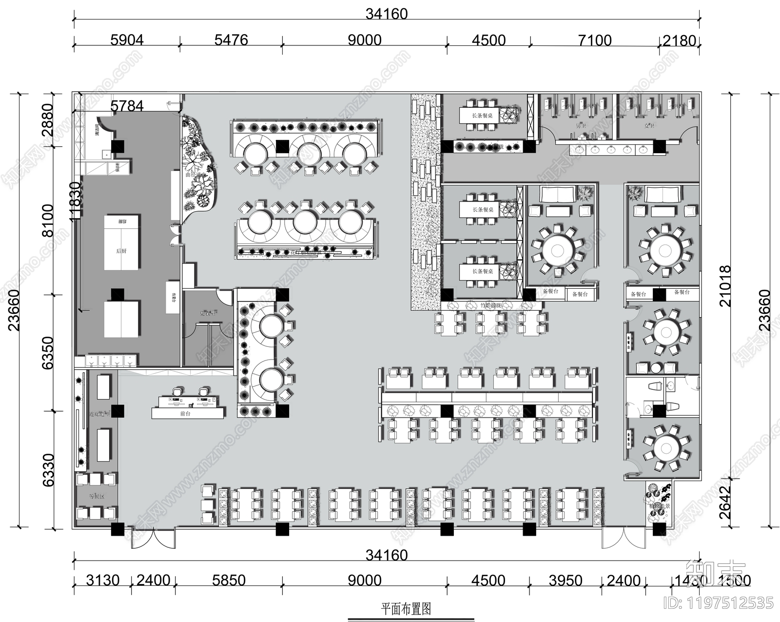 新中式中餐厅施工图下载【ID:1197512535】