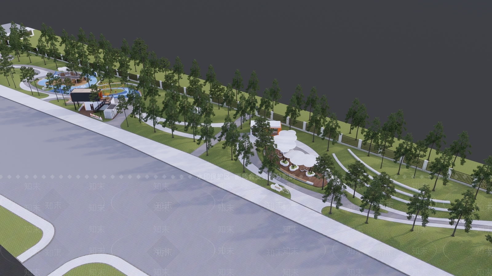 现代景观公园SU模型下载【ID:1197513302】