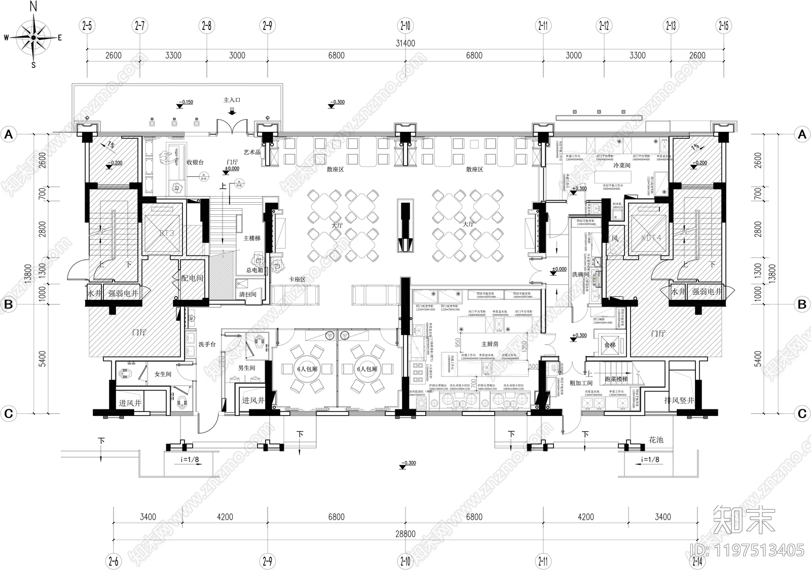 新中式其他餐饮空间cad施工图下载【ID:1197513405】