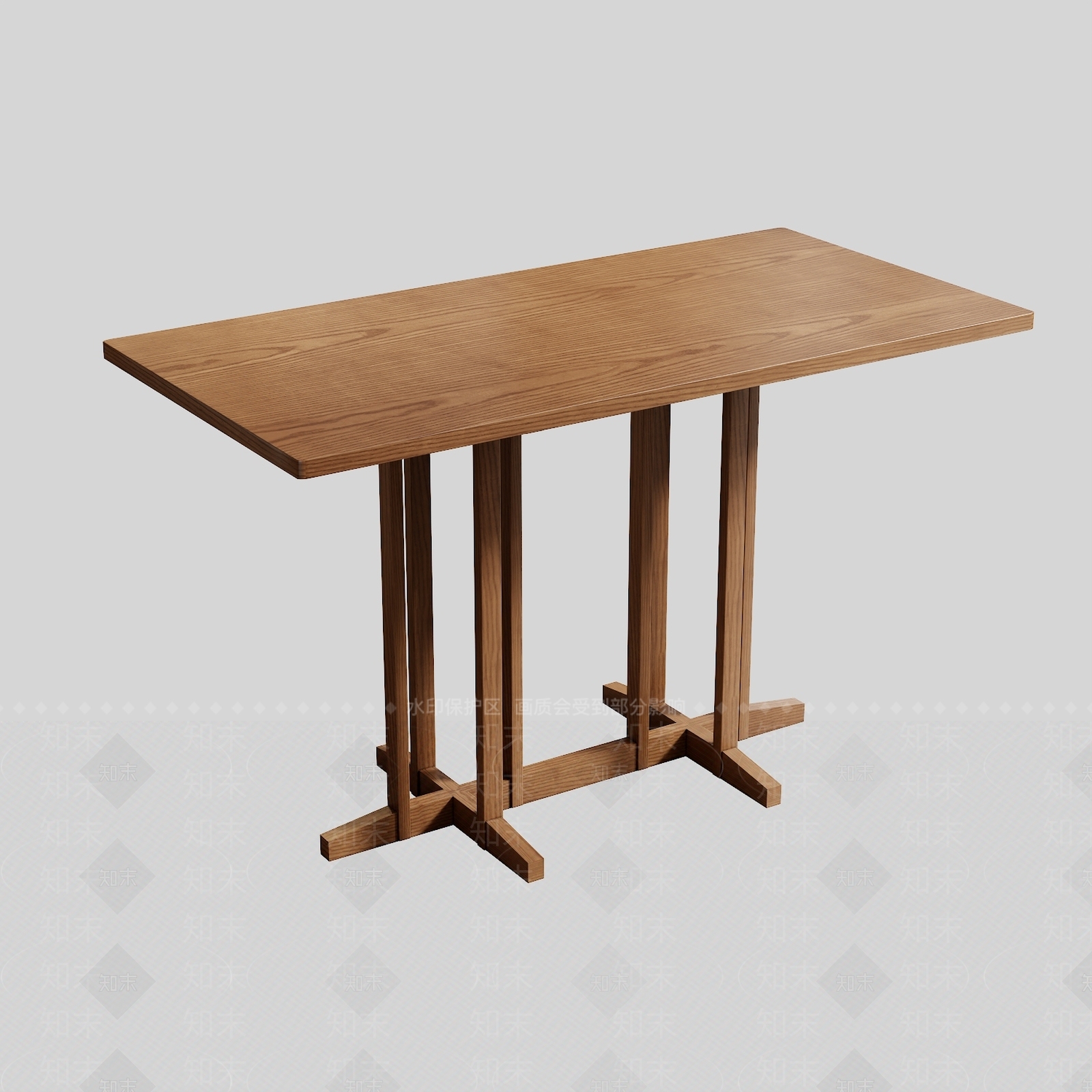 现代原木餐桌3D模型下载【ID:1197513626】