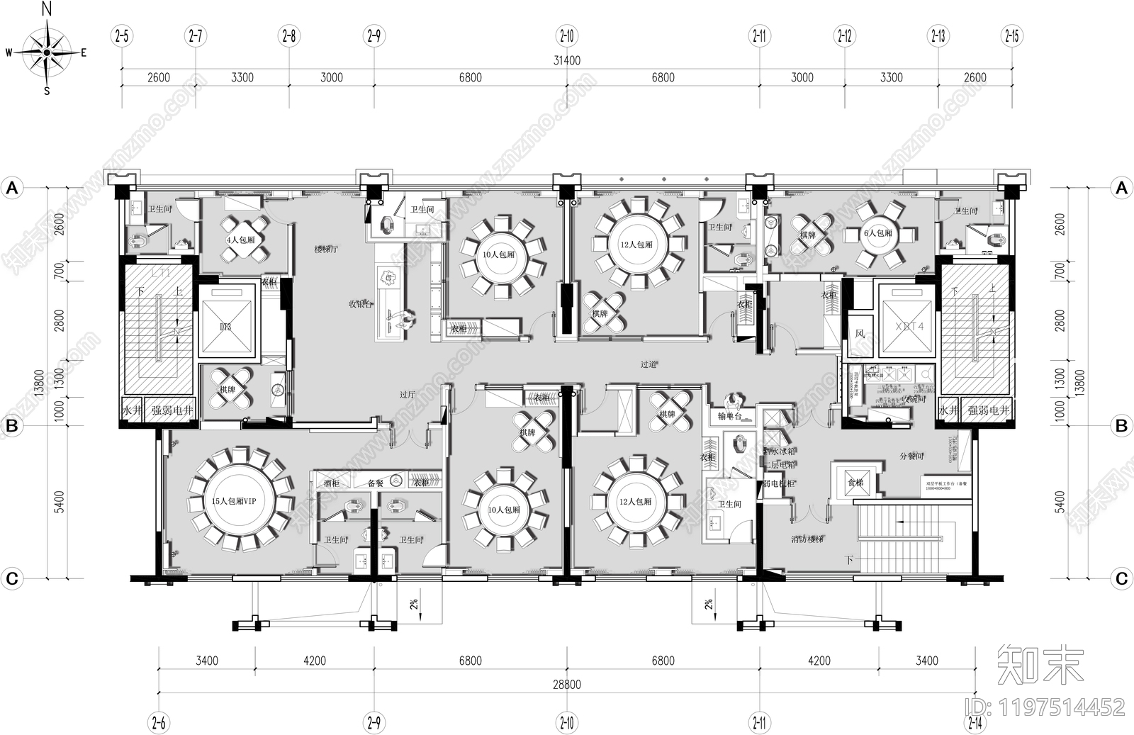 新中式中餐厅施工图下载【ID:1197514452】