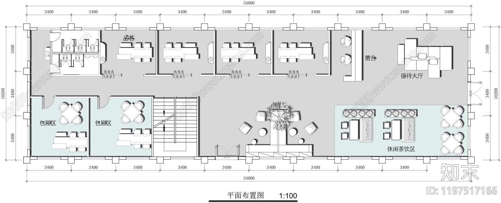 新中式茶馆施工图下载【ID:1197517166】