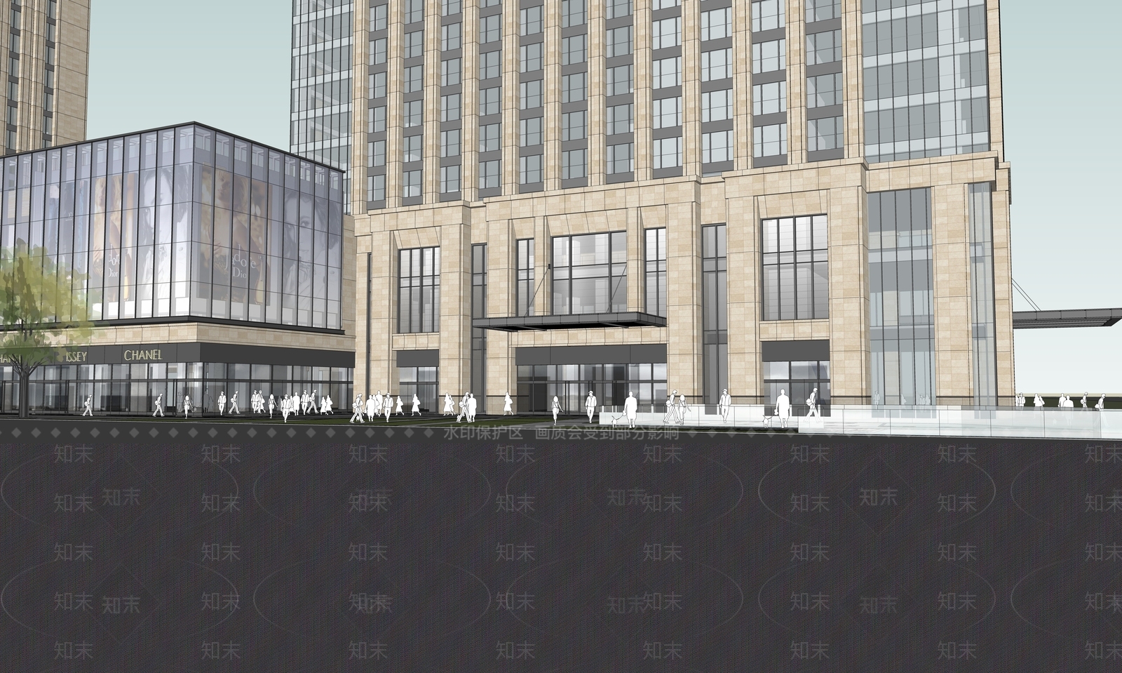 现代酒店建筑SU模型下载【ID:1197517580】